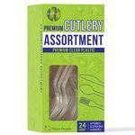 Worthy 24 Piece Premium Clear Plastic Cutlery Assortment