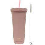 Sarina Hydro Insulated 24 Oz Stainless Steel Tumbler with Straw & Flip Lid in Pink