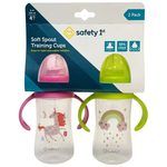 Safety First 2-Pack 9oz Printed Sippy Cups with Silicone Spout & Easy-Grip Handles in Pink & Yellow