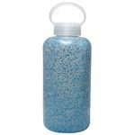 Fuelmate 32 Oz Glass Collection Water Bottle with Silicone Decorative Cover in Blue with Glitter Design