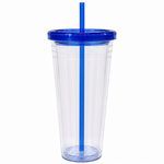 24 Oz Drinkware Tumbler with Lid & Straw in Clear and Blue