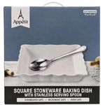 Appetit 11"x11" Stoneware Baking Dish with Stainless Steel Serving Spoon