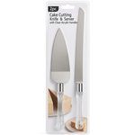 2 Piece Cake Cutting Knife and Server with Clear Acrylic Handles