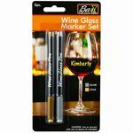 2pc Wine Glass Pen Silver & Gold