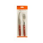 Knife and Fork Set with Red Wooden Handles