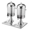 Beverage Dispenser, 2.1 Gallon x 2 Drink Dispenser for Parties, Stainless Steel + Plastic Juice Dispensers with Spigot Ice Chamber Tray