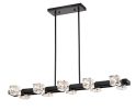 Rectangle Chandelier for Dining Room, 10-Light Black Farmhouse Linear Pendant Light Fixture, Modern Crystal Hanging Lighting Chandelier for Lobby
