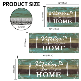 Boho Kitchen Rug Sets 3 Pieces, Washable Kitchen Mats for Floor, Non Slip Soft Kitchen Area Rug Floor Mat for Kitchen, Laundry Room and Hallway (Teal