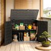 Horizontal Resin Storage Shed 20 Cu.Ft with Adjustable Shelf Outdoor Garden Equipment Organizer White Sand Gray