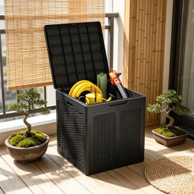 39-Gallon Deck Box with Lockable Lid for Patio Furniture Cushions Secure Outdoor Storage Package Delivery Box
