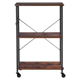Kitchen Utility Cart, 3 Tier 23.7 in Microwave Stand Coffee Cart, Heavy Duty Storage Rack, Service Trolley on Wheels