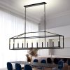 10 Lights Farmhouse Black Chandelier Rectangular Linear Pendant Lighting for Dining Room Kitchen Island