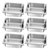 6 Pack Stainless Steam Hotel Pans, 1/2 Size Table Steam Pan, 4 Inch Deep Anti Jam Restaurant Supplies Reusable Rustproof Catering Storage for Home