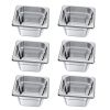 6 Pack Stainless Steam Hotel Pans, 1/6 Size Table Steam Pan, 4 Inch Deep, Anti Jam Restaurant Supplies Reusable Rustproof Catering Storage for Home