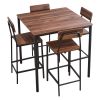 Bar Table, 5PCS 35″ Bars Tables Set, Bar Tables and Chair Set with Rounded Edge Design, Square Pub Table with Four Stools for Living Room, Dining Room