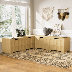 3-Piece L-shaped multifunctional storage bench with padded shoe bench, serves as a kitchen corner stool, toy storage box, or reading nook seat