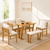 Small Farmhouse Solid Wood Kitchen Nook Dining Room Breakfast Nook Table Set for 6