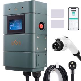 Level 2 Electric Vehicle Charging Station, 0-48A Adjustable, 11.5 kW 240V NEMA 6-50 Plug Smart EV Charger with WiFi