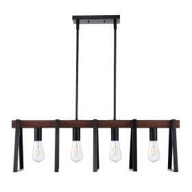 4-Light Kitchen Island Pendant Lights, 60W, Adjustable Dining Room Light Fixture with 2 x 6'' and 6 x 12'' Rods
