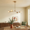 Jewel Four Lights Modern Farmhouse Chandelier Ceiling Hanging Light Fixture For Kitchen Island Dining Room 36"L Ã— 20"W Ã— 7.25"H with Clear Glass