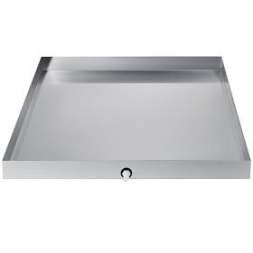 32 x 32 x 2.5 Inch Washing Machine Pan 18 GA Thickness 304 Stainless Steel Heavy Duty Compact Washer Drip Tray with Drain Hole & Hose Adapter