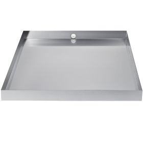 32 x 30 x 2.5 Inch Washing Machine Pan 18 GA Thickness 304 Stainless Steel Heavy Duty Compact Washer Drip Tray with Drain Hole & Hose Adapter