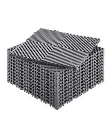 Interlocking Drainage Mat, 12' x 12' Modular Interlocking Cushion, 12 Pcs Splicing Drainage Mats, Non-Slip Gray PP Drainage Floor Tile and Shower Mat
