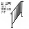 Handrails for Outdoor Steps, 3-4 Step Stair Hand Rail Kit, Transitional Iron Railings with Installation Kit, Stair Rails for Seniors