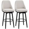 Bar Height Bar Stools Set of 2, Modern 360° Swivel Kitchen Chairs with Steel Legs and Footrest