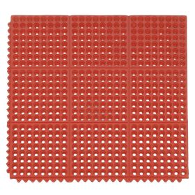 1PC Red Rubber Anti-Fatigue Kitchen Mat, 90x90x1.2cm, Thick Non-Slip Floor Mat
