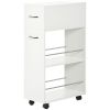 3- tier Slim Storage Cart, Rolling Narrow Kitchen Cart on Wheels for Small Place, Slide Out Side Utility Cart for Bathroom, Laundry