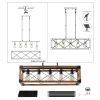 (Same as W1340111207/L1011) 32" Walnut Industrial Farmhouse Rectangle Pendant Light, 5-Light Chandelier for Dining Room, Kitchen Island