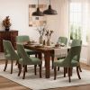 Dining Chair Set of 2,Upholstered Chenille Fabric Dining Chair Curved Solid Wood Legs, Elegant Tufted Club Dining Room Kitchen Room Dining Chair,Green