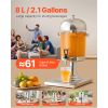 Beverage Dispenser, 2.1 Gallon Drink Dispenser for Parties, Stainless Steel + Plastic Juice Dispensers with Spigot Ice Chamber Tray