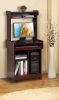 Microwave Cart Coffee Station Computer Cart on locking castors hutch gliding shelf Mahogany color