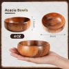 10/5pcs Acacia Wood Breakfast/Dinner Plates, Round Wood Plates, Easy Cleaning & Lightweight for Dishes Snack, Dessert
