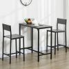 3 Piece Industrial Dining Set for 2, Counter Height Kitchen Table with Bar Stools, Breakfast Table, Gray