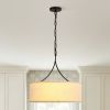 3-Light Gold Fabric Drum Pendant Light, Transitional Farmhouse Dining Room Chandelier Over Table