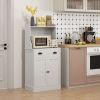 Microwave Storage Cabinet with Drawer and Adjustable Shelf, Kitchen Microwave Stand with Storage, White
