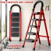 Heavy Duty 500 lbs Folding Step Ladder, Steel Step Stool with Wide Anti-Slip Pedals, Safety Lock and Handrails