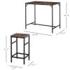 5-Piece Dining Table Set, Industrial Bar Table & 4 Stools, Space-Saving, Rustic Brown/Black for Pub & Kitchen