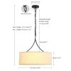 3-Light Gold Fabric Drum Pendant Light, Transitional Farmhouse Dining Room Chandelier Over Table