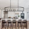 10 Lights Farmhouse Black Chandelier Rectangular Linear Pendant Lighting for Dining Room Kitchen Island