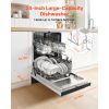 24 Inch Built-In Dishwasher, Stainless Steel Tub, 14 Place Settings and 8 Washing Programs