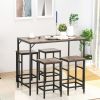 5-Piece Dining Table Set, Industrial Bar Table & 4 Stools, Space-Saving, Rustic Brown/Black for Pub & Kitchen