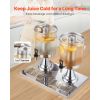 Beverage Dispenser, 2.1 Gallon x 2 Drink Dispenser for Parties, Stainless Steel + Plastic Juice Dispensers with Spigot Ice Chamber Tray