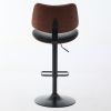 Walnut Bentwood Bar Stools Mid Century Modern Adjustable Counter Height Black Leather Upholstered 360°Swivel Bar Chairs for Kitchen Island/Dining Room