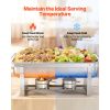 Rectangle Chafing Dish, 9 Qt 2 Pack Stainless Steel Chafing Dish, Food Warmer Chafer Complete Set with Hollow Handle, 1 Food Tongs, Lid, Fuel Holder