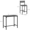 3 Piece Industrial Dining Set for 2, Counter Height Kitchen Table with Bar Stools, Breakfast Table, Gray