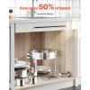 Chafing Dish Buffet Set, 5 Qt 2 Pack, Stainless Steel Chafer with 2 Full Size Pans, Round Catering Warmer Server with Lid Water Pan Folding Stand Clip